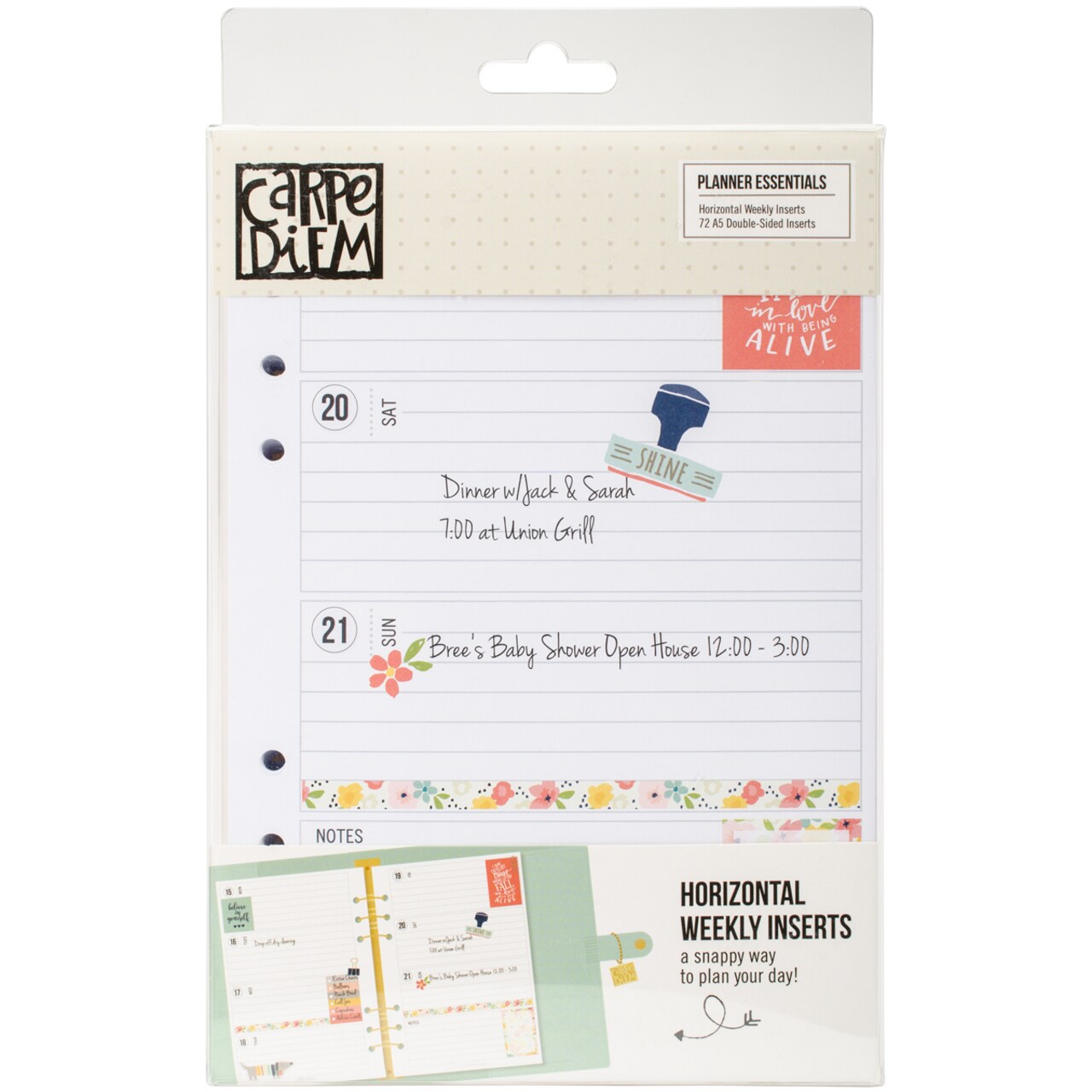 Planner Essentials Double-Sided A5 Inserts 72/Pkg-Weekly Horizontal